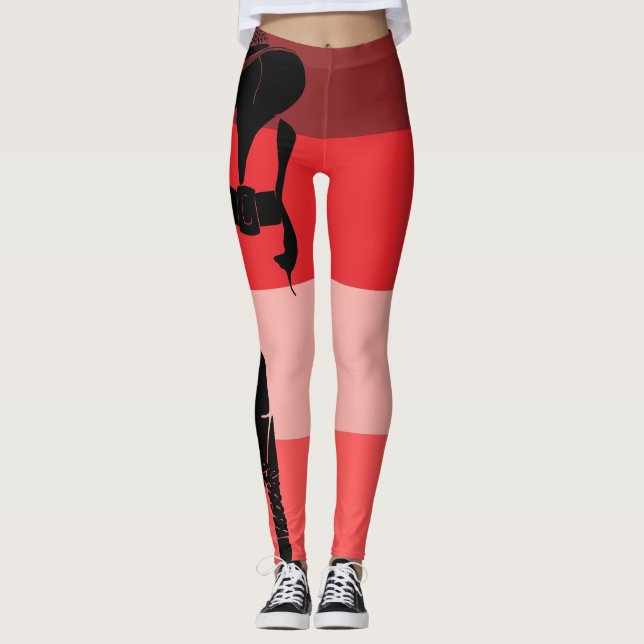 Rosa Schwarz dicker Chick in einem Sun-Kleid Leggings (Vorderseite)