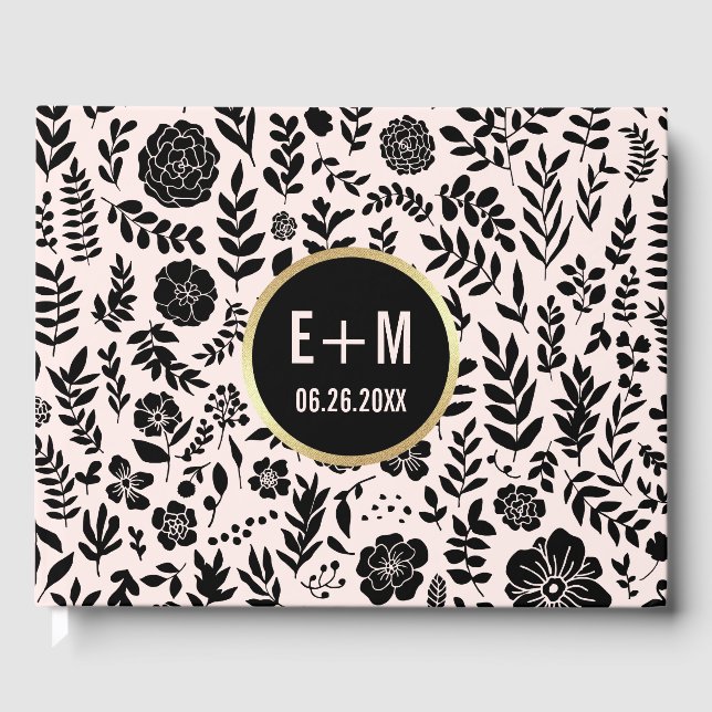 Rosa | Schwarz | Goldhochzeit Gästebuch (Vorderseite)