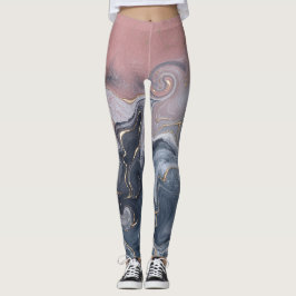 Rosa Schwarz Grau dekorativer Wasserfarbenmarmor Leggings