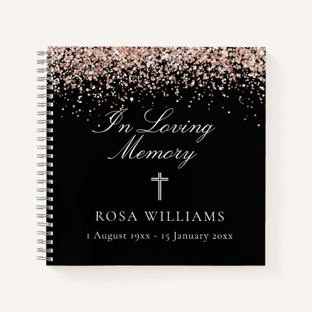 Rosa Schwarz in Love Memory Funeral Gästebuch Notizbuch (Vorderseite)