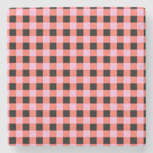Rosa-schwarz kariertes Gingham-Muster Steinuntersetzer