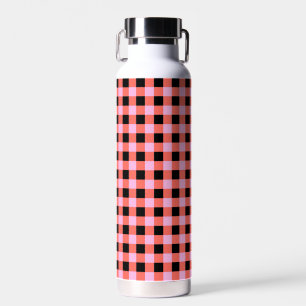 Rosa-schwarz kariertes Gingham-Muster Trinkflasche