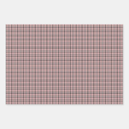 Rosa Schwarz Karo Klassisches Muster Geschenkpapier Set