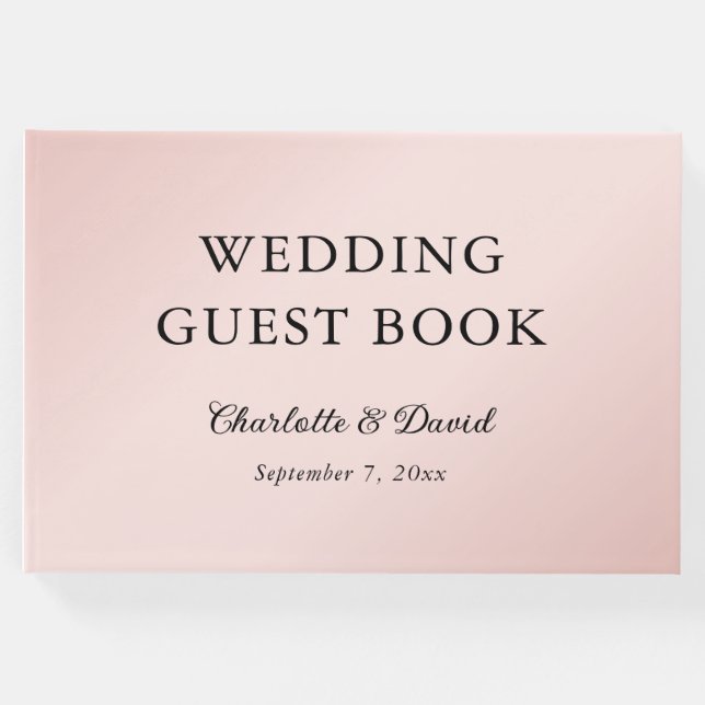 Rosa Schwarz Minimalistische Hochzeit Gästebuch (Vorderseite)