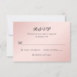 Rosa Schwarz Minimalistische Hochzeit RSVP Karte
