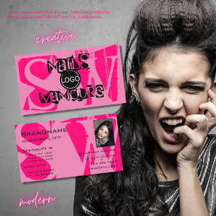 Rosa Schwarz mit Monogramm des Foto-Logos Visitenkarte