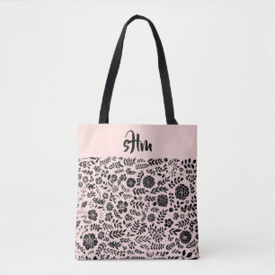 Rosa, Schwarz, Muster Monogramm