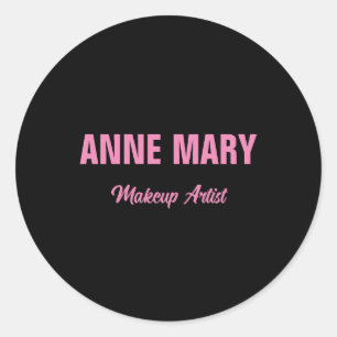Rosa Schwarz Name Makeup Artist Geschäft Runder Aufkleber
