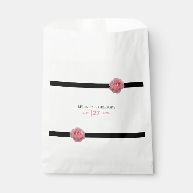 Rosa-Schwarz-Ribbon-Hochzeit Geschenktütchen (Vorderseite)