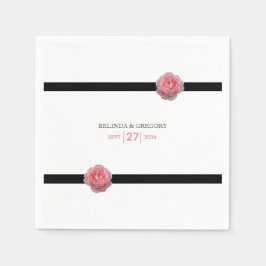 Rosa-Schwarz-Ribbon-Hochzeit Serviette