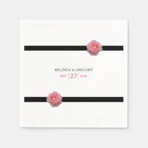 Rosa-Schwarz-Ribbon-Hochzeit Serviette