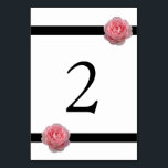 Rosa-Schwarz-Ribbon-Hochzeit Tischnummer<br><div class="desc">Dieses Design besticht durch elegante rosa Blume. Die blorrosa Rosen in Verbindung mit dem eleganten schwarzen Farbbandbild schaffen eine raffinierte, schlichte Rahmen, die die Tischnummer umrahmt. Die rosa Farbtöne der Blume der Rose kontrastieren mit dem schwarzen Band und der Formulierung, die einen eleganten Stil schaffen. Die Rückseite imitiert die andere...</div>