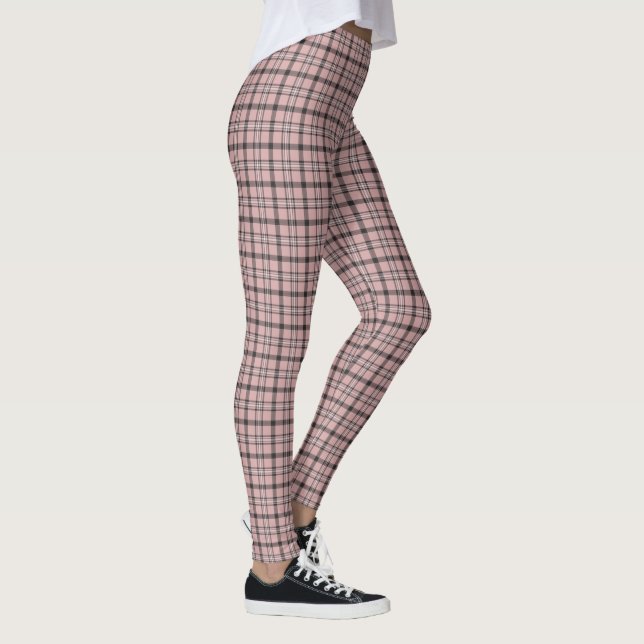 Rosa Schwarz Schottenmuster Klassisches Muster Leggings (Rechts)