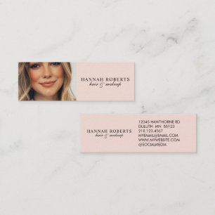 Rosa Schwarz Schrift Foto Haar Make-up Mini Visitenkarte