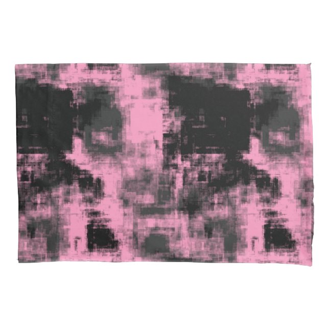 Rosa Schwarz und Grau Kissenbezug (Vorderseite)