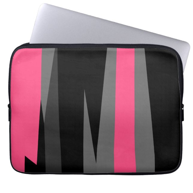 Rosa Schwarz und Grau Laptopschutzhülle (Vorderseite)