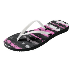 rosa schwarz und weiß abstrakt flip flops