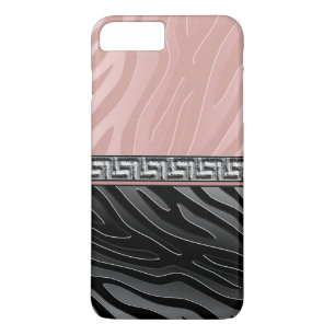 Rosa Schwarz und Weiß Chrome Zebrastreifen griechi iPhone 8 Plus/7 Plus Hülle