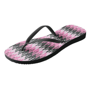 Rosa Schwarz und Weiß Geometrie Flip Flops