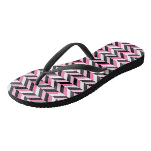 Rosa Schwarz und Weiß Geometrie Flip Flops