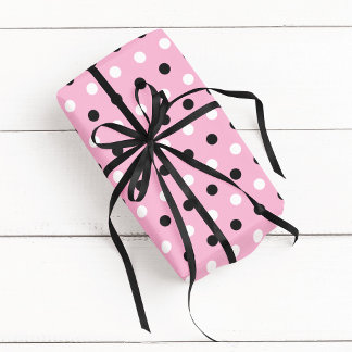 Rosa Schwarz und Weiß Punkte Geschenkpapier
