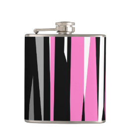 Rosa Schwarz/Weiß Abstrakt Flachmann