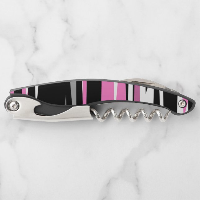 Rosa Schwarz/Weiß Abstrakt Kellnermesser (Vorderseite)