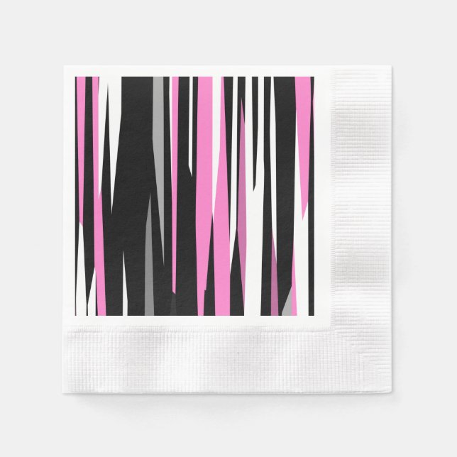 Rosa Schwarz/Weiß Abstrakt Serviette (Vorderseite)