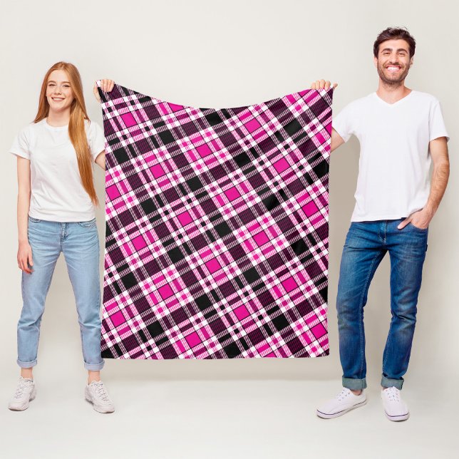 Rosa Schwarz Weiß Flanell Karomuster Design  Fleecedecke (Von Creator hochgeladen)