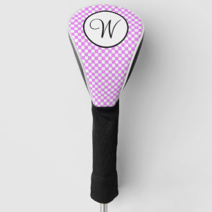 Rosa Schwarz Weiß Kariert Monogramm Golf Headcover