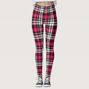 Rosa Schwarz Weiß Kariert Tartan Leggings