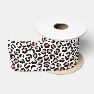 Rosa Schwarz-weiß Leopard Satinband