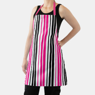 Rosa Schwarz Weiß Streifen Muster Design Schürze