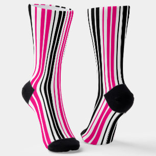 Rosa Schwarz Weiß Streifen Muster Design  Socken