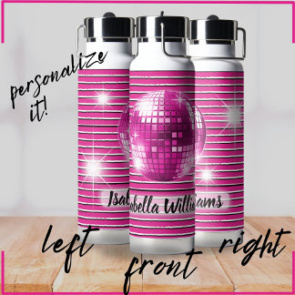 Rosa Schwarz-weiß Strip Disco Ball Sparkone Trinkflasche
