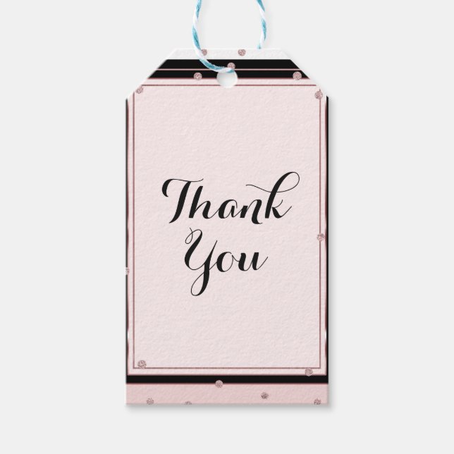 Rosa Schwarz-weiß und Rose Gold Brautparty Geschenkanhänger (Vorderseite)