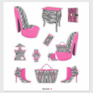 Rosa Schwarz & Weiß Zebra Print Women Decks Animal Aufkleber