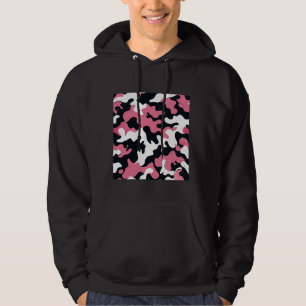 Rosa Schwarz-weiße Camouflage Art Hübsches Muster  Hoodie