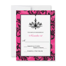 Rosa Schwarz-weiße Kronleuchter-Rollenkarte