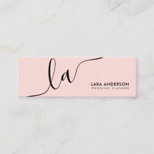 Rosa Schwarz-weiße Monogramm-Initialen mit elegant Mini Visitenkarte