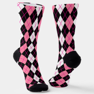 Rosa Schwarz-weiße Raute Diamantdesign Socken