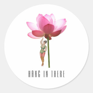 Rosa Schwarz-weißer, moderner Klassischer Rundaufk Runder Aufkleber