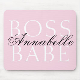 Rosa Schwarz-weißer Skriptname Boss Babe Mousepad