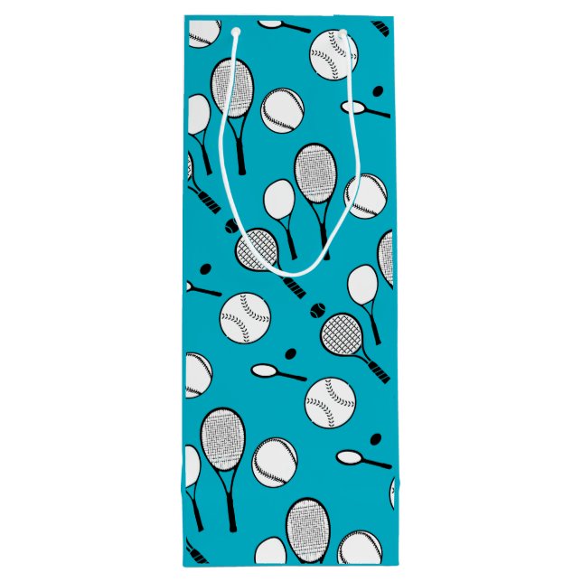 rosa Schwarz-weißes des Tennis Geschenktüte Für Weinflaschen (Rückseite)