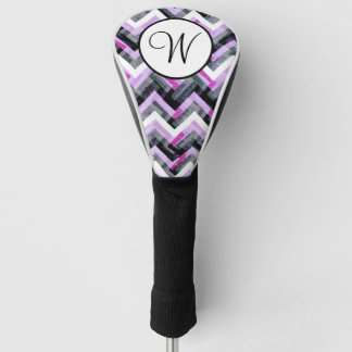Rosa Schwarz-weißes Zickzack Texgramm Golf Headcover
