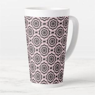 Rosa Schwarze Blume Nahtloses Muster Milchtasse