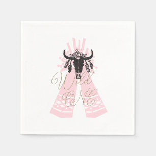 Rosa & schwarze Boho-Chic-Wild-EINER 1. Geburtstag Serviette