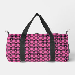 Rosa-schwarze Buffalo-Heart-Karodecke Duffle Bag
