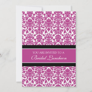 Rosa Schwarze Damask Bridal Lunch Einladungskarten