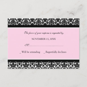 Rosa schwarze Damast UAWG Hochzeits-Karte RSVP Karte